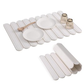 WBahatii Large Stone Dish Drying Mats for Kitchen Counter, 23.6"×15.4", Instant Drying Pad, Fast Drying Collapsible Dish Drying Mat, Diatomaceous Earth Mats, Adaptable Dish Drying Rack, White