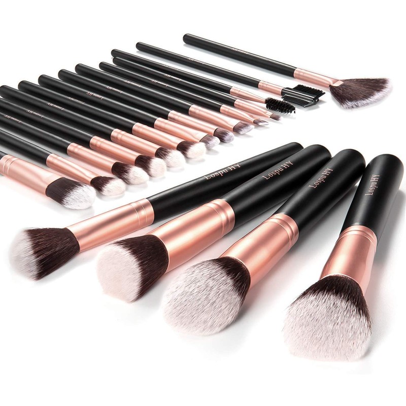 Makeup Brushes Set 18 Pieces Rose Gold Synthetic High Quality