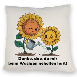 speecheese Danke - Sonnenblumen Kissen Blumiges DekoKissen mit fröhlichem Spruch