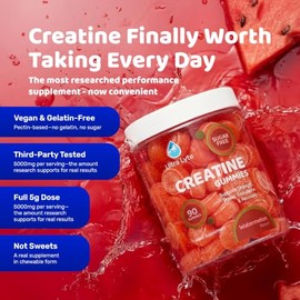 Ultra Lyte Creatine Monohydrate Gummies 5g, 90 Gummies, Watermelon