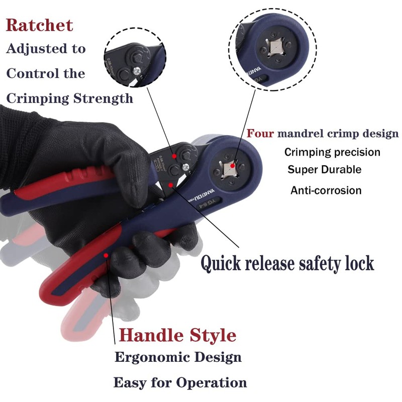 Yangoutool Herramienta de prensado de virolas: AWG 28-7, crimpadora de
