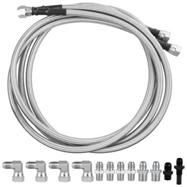 MuRealy Transmission Cooler Lines - 6AN 70" Upgraded SS Braided Transmission Lines Kit Compatible with GM Chevy Ford Turbo 700R4 4L60E 4L65E 4L80E Transmission Cooler Hose Fitting