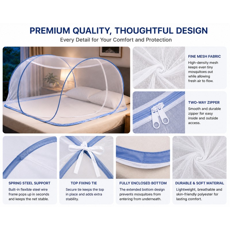 Single Bed Mosquito Net for Bed Summer - 100% Polyester
