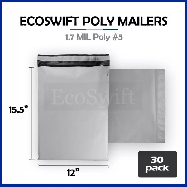 Unbranded 30 12x15.5 EcoSwift White Poly Mailers Shipping Envelopes Self