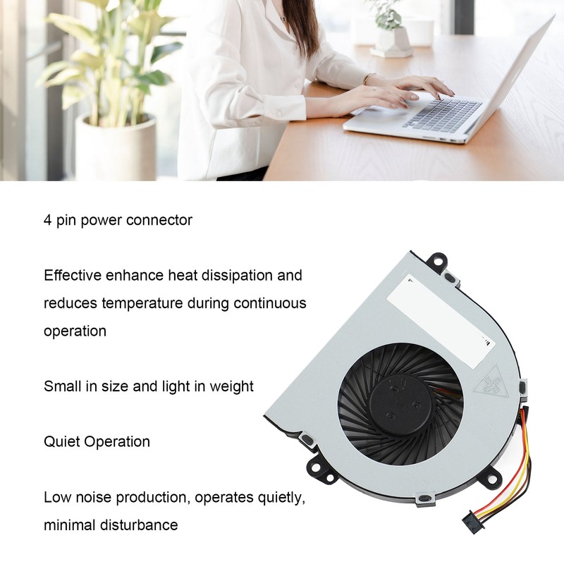 CPU Cooling Fan 4 Pin Efficient Quiet Laptop CPU Air