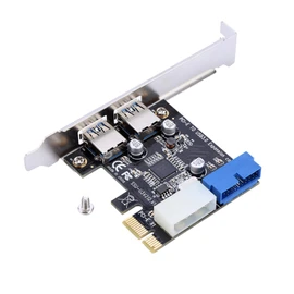 PCI E to USB3.0 Expansion Card Adapter, Easy to Install, USB 3.0, Compatible with XP/7/8/10 with Front 19PIN Interface. USB3.0, 5Gb / S