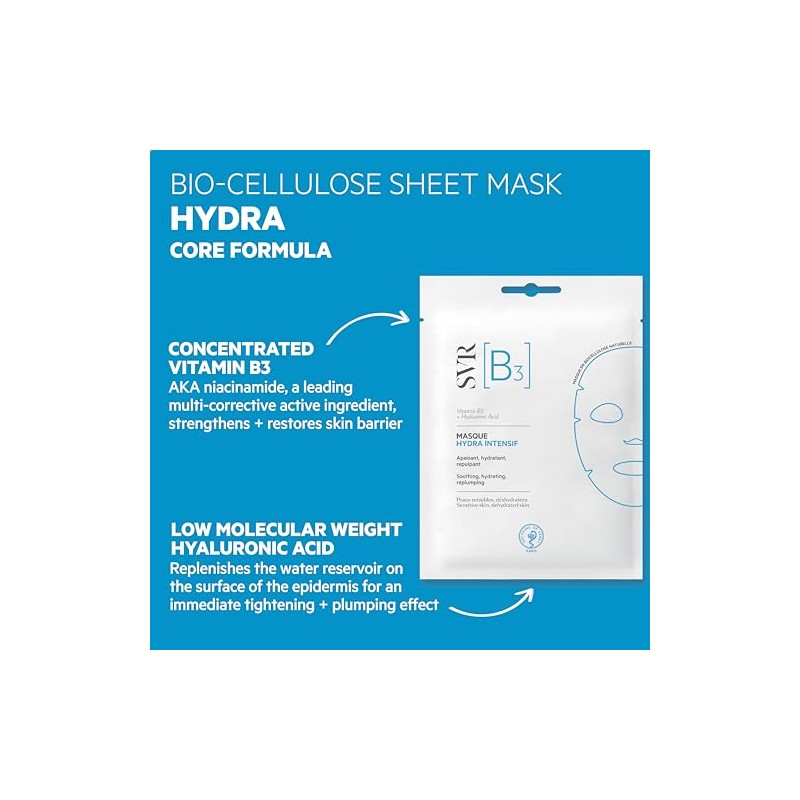 SVR B3 Mascarilla de Biocelulosa Hidratación Intensa Anti-Edad con Vitamina