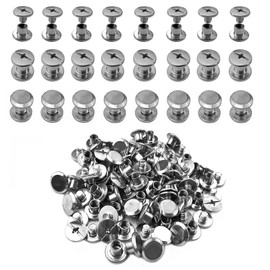IDEALSV 200 Pcs (100 Sets) 304 Stainless Steel Chicago Screws Rivets M5x6mm Leather Rivets Phillip Head Leather Bag, Book and Photo Album Binding Chicago Rivets Kits