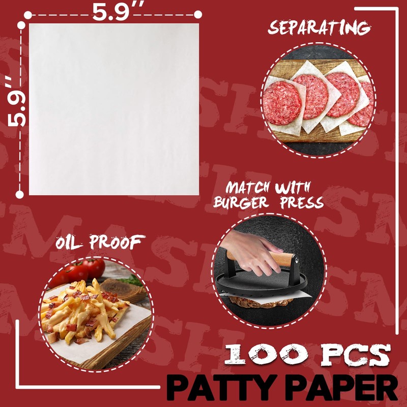 Grilliance 5pcs Smash Burger Press Kit, 3 in 1 Hamburger