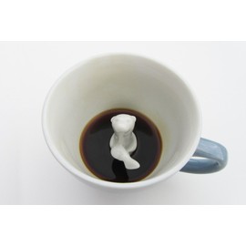 Creature Cups SEA OTTER Ceramic Cup (11 Ounce, Grey Blue Exterior) - 3D Animal Inside Mug - Birthday, Holiday & Housewarming Drinkware Gift for Coffee & Tea Lovers