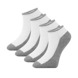 FOURSOLOS Men’s Bamboo No-Show Socks – Soft, Breathable, and Comfortable Fit, Ideal for Everyday Wear, Comfortable White Socks with Gray Base, 4-Pack (Size 9-12)
