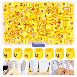 Rustark 150 Pcs Yellow Hanger Size Markers Color-Coding Garment Markers Meddle Size Clothing Hangers Color Coded Size Clips Set with Storage Box (M)