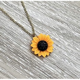 Gold Sunflower Pendant Necklace Resin Miss Fit Boutique
