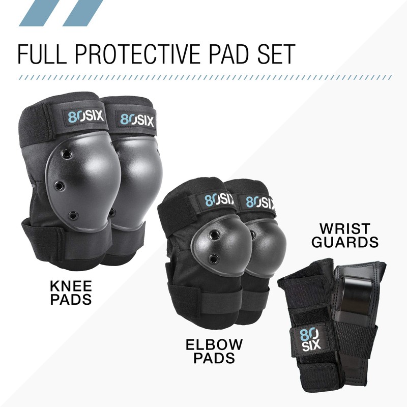 80Six Pad Set with Wristguards, Elbow Pads, and Knee Pads