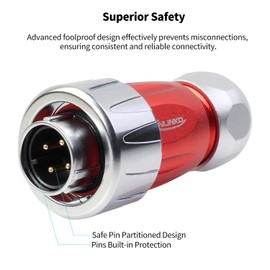 CNLINKO DH-16 4 Pin IP68 Waterproof Connector Solder-Assembly All-Metal Electrical Male Plug Female Socket for Solar Industrial Machinery Outdoor Equipment M16 Flange Mount (4-Pin)