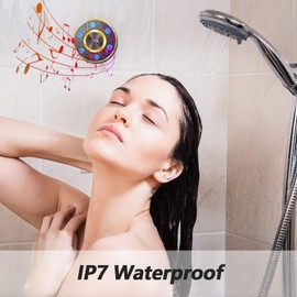 Dyurwa Bluetooth Shower Speaker, IPX7 Waterproof Portable Bluetooth Speaker with Suction Cup, Wireless 360°Surround Sound, LED Light Show, Built-in Mic, for Party, Travel, Beach, Outdoor