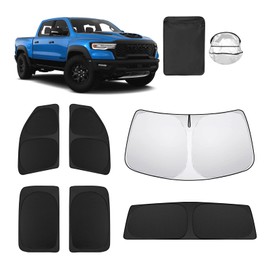 SHINELINERS 6pcs Car Window Shades for Dodge RAM 1500 2019-2025 Accessories,Windshield Side Rear Full Sunshade,Sun Visor UV Blocking, Privacy Protection and Blackout for Camping Outdoor