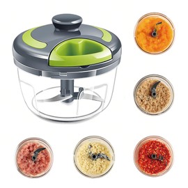 Onion Cutter, Onion Cutter with Pulley, Green Onion Chopper, Vegetable Cutter, Household Drawstring Design, Manual Vegetable Chopper, Shredder Meat Mixer, Kitchen Supplies 500 ml