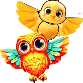 HENGDA KITE 2 Pack of Kites,Owl and Chick Kite,for Kids Beginners and Adults Cute Design High Definition Printing Easy to Carry and Assemble Suitable for Outdoor Activities