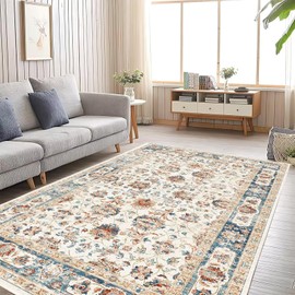 Washable Area Rug 6x9 - Large Rug for Living Room, Lightweight Print Throw Carpet for Bedroom, Indoor Non Slip Area Rug for Conference Room