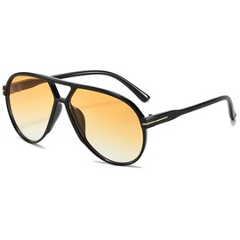 CIKJUK Retro Aviator Glasses Women Men Sunglasses Large Pilot Glasses 70s Vintage Aviator Glasses with UV Protection Glasses, black/orange