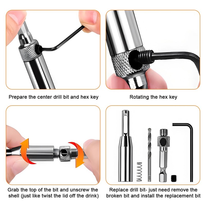 Ansodo 7Pcs Hinge Drill Bit Set, self centering drill bit,