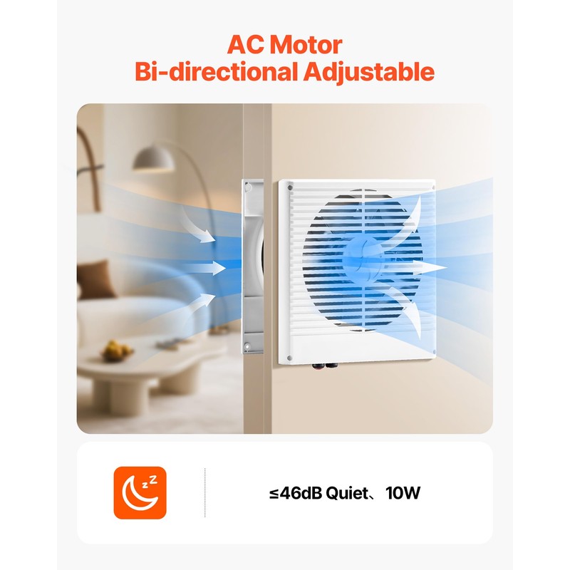 VEVOR Room to Room Fan, Two-Way Airflow Through-the-Wall Fan 8"