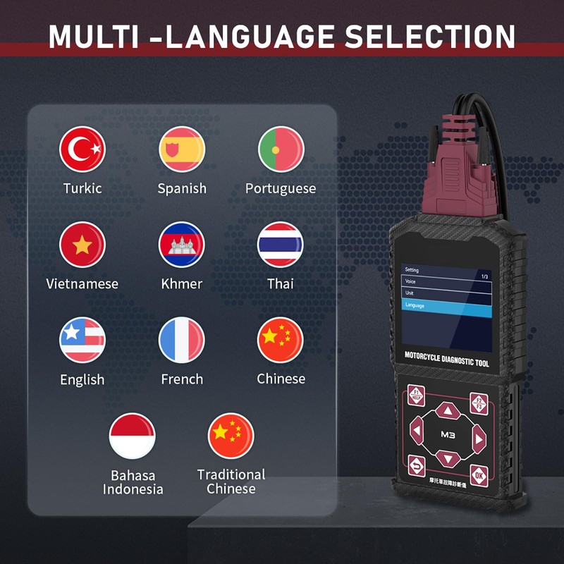 QPKING M3‑B Motorcycle Diagnostic Tool for KYMCO 3P, SYM 3P,