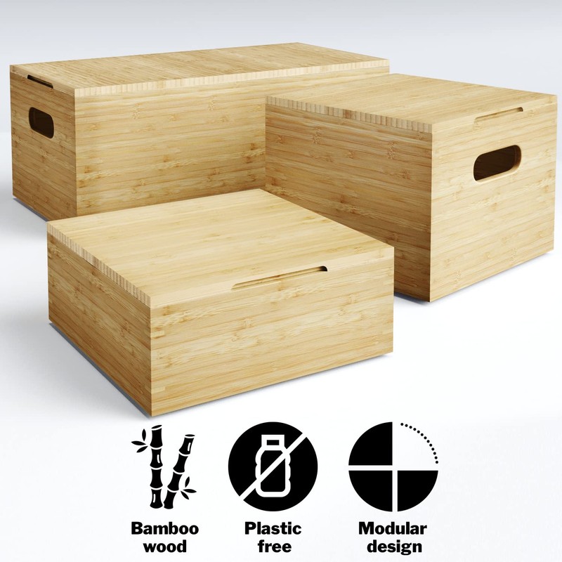 KD Essentials Bamboo storage-box lid (certified sustainable wood, natural)