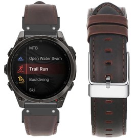 Blueshaweu 20 mm 22 mm 26 mm strap compatible with Garmin Fenix 8, Quickfit leather classic replacement watch strap compatible with Garmin Fenix 8 43 mm / 47 mm / 51 mm series etc.