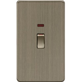 Knightsbridge 45A DP switch with Neon (2G size) - Antique Brass