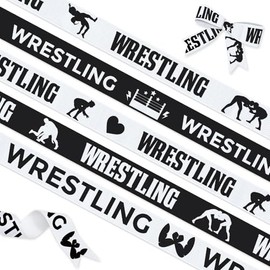 Wrestling Ribbon, 5/8 Inch x 3 Yards Each, Black White Sports Grosgrain Ribbons, for Tournament Awards Medal Display, Team Gift Wrapping & Competition Decoration