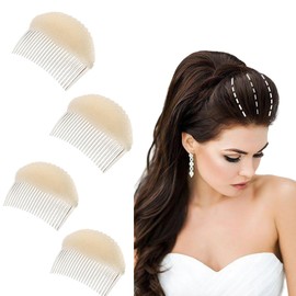 4 Pieces Volume Bump Insert Hair Clip Invisible False Hair Clip Hair Pad Accessories for Women Foam Hair Clip Puff Hair Head Cushion Fluffy Hair Pads for Women and Girls Hairstyle (Beige)