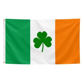 Irish Flag 3x5 Feet,Ireland Shamrock National Flag Polyester with Brass Grommets, Vivid Color, for Events Party Street Indoor Outdoor Decoration