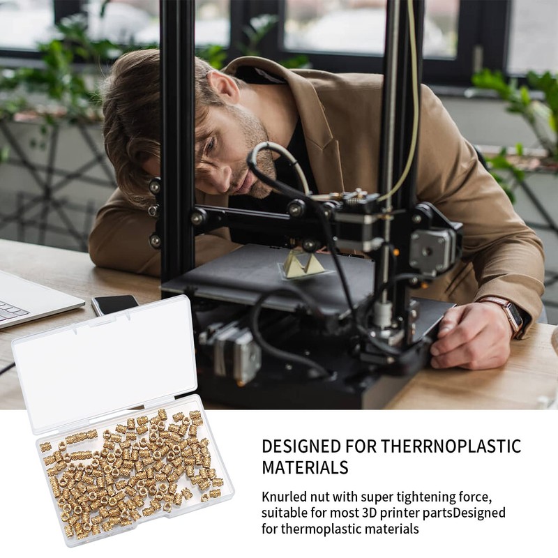 150 Pcs M3 Threaded Inserts, Knurled 3D Printing Nuts, Embedment