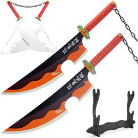 Zisu Demon Slayer Sword, About 31 inches, Two Tengen Sword Included, Hashira Pillars & Tengen Uzui Katana for Cosplay Purpose, Anime Sword with Original Texture (Orange-Tengen)