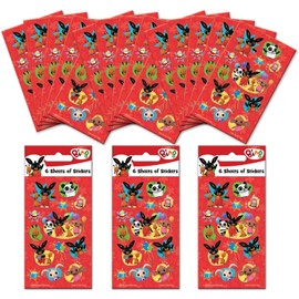Paper Projects Bing Party Bag Sticker Bundle (18 Sheets) | Perfect for Children’s Parties and Stocking Fillers | Can be Used for Decoration and Scrapbooking,Red,12.5cm x 7.5cm