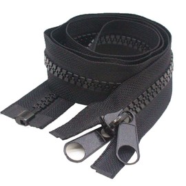 MebuZip #10 114 Inch Heavy Duty Separating Plastic Zippers with Double Pull Tab Zipper Sliders Vislon Zippers for Sleeping Bag, Boat, Canvas, Cover, Trampoline, Dog Bed, Tent (Black)