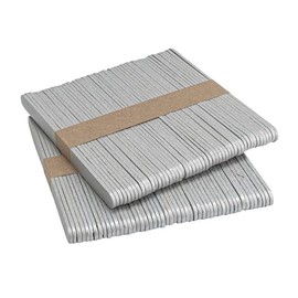 Ideen mit Herz Wooden sticks, ice cream sticks, craft wood, metallic, 11.4 cm long, 1 cm wide, pack of 200 (silver)