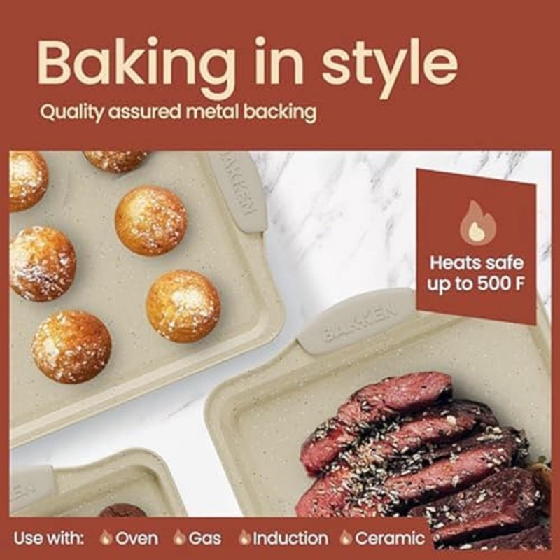 BAKKENMASTER 18-Piece Deluxe Nonstick Carbon Steel Bakeware Set - Professional