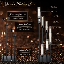 Layhit 2 Pack Black Floor Candelabra Centerpieces 42.13 Tall 8 Arms Floor Candle Holder with Acrylic Shade Pillar Metal Black Candelabra Centerpieces for Wedding Dinner Ceremony Party Decoration