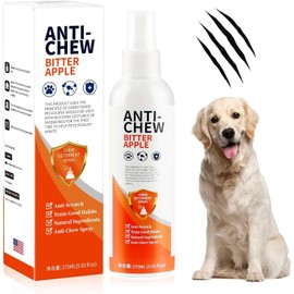 LFJUNW Bitter Apple Spray for Dogs to Stop Chewing, 175ML Effective Dog & Cat Deterrent Spray for Furniture, Plants, Floor, Safe No Chew Spray for Dogs to Easily Create Restricted Areas Orange