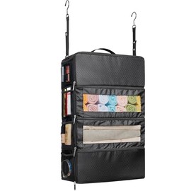 Vokelater Suitcase Organizer, Travel Luggage Organizer Hanging Shelves Packing Cube Organizer Closet/Collapsible Portable Travel Organizer for Carry-on, Extra Large, Black