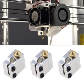 EMSea 5 Sets Heating Block and 0.4mm Brass Nozzle Compatible with E3D V6 Volcano 1.75mm Filament Brass Extruder Nozzle
