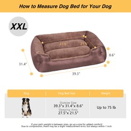 Large Dog Bed, Soft Calming Pet Bed Comfort Large Washable Dog Couch with Nonskid Bottom, Breathable, Brown