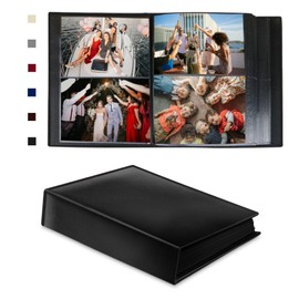 Rdylymx Photo Album 6x4 200 Pockets Photos, Leather Cover Photo Album, Photo Book for Family Wedding Baby Anniversary Valentines Picture Albums Holds 10x15cm Landscape/Horizontal Photos(Black)