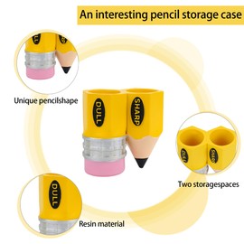 JANKOW Pencil Shaped Pen Holder, Sharp-Dull Pencil Holder, Funny Pencil Holder, Pencil holder container storage box for Students Teachers Office Desk Gift (Yellow)