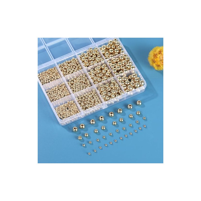 1100 abalorio redondas lisas – 3/4/6/8 mm de oro espaciador