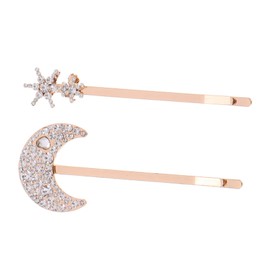 BESPORTBLE 2pcs Moon Hair Clips Decorative Bobby Pins Rhinestone Hairpins Minimalist Sparkle Hair Accessories for Women Elegant Retro Design for Everyday Wear