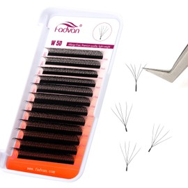 Fadvan Volume Eyelashes, 5D W 0.07C Curl, Mixed, 8-12 mm, Premade Fans Lashes Extensions, Prefanned Fadvan (0.07C-812 Mixed)